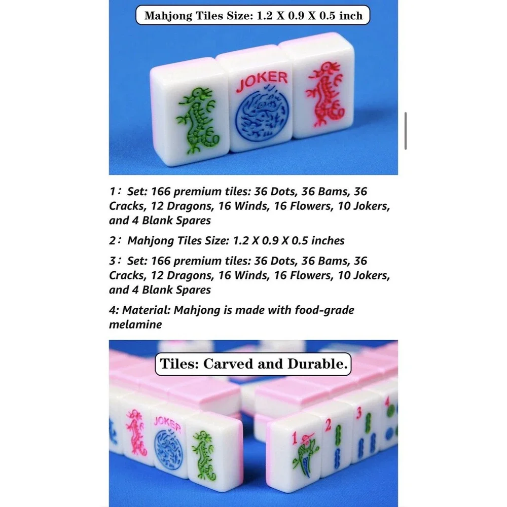 Pink Mahjong Tile Set 1.2 Inch American Mahjong Set 166 Mahjong Set